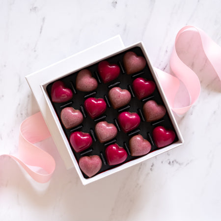 Cœurs en chocolat Fruits de la passion et framboises - 16 pièces - 95g